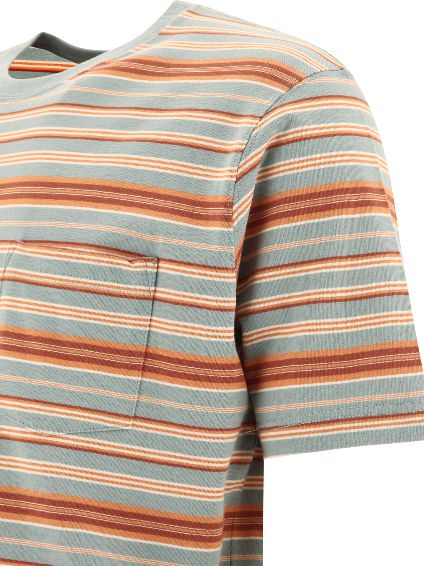 BEAMS PLUS Grey Multi Stripe Pocket t-shirt